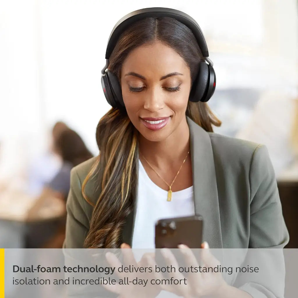Jabra Evolve2 75 UC Wireless Noise‑Canceling Headset with USB‑C Adapter