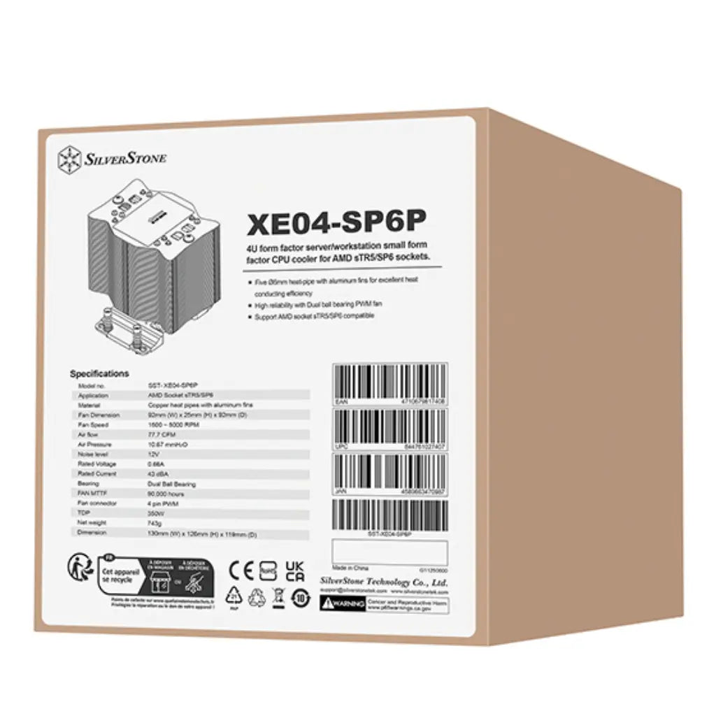 SilverStone SST‑XE04‑SP6P 4U CPU Cooler for AMD TR5 SP6 Sockets with 350W TDP-tpstech.in