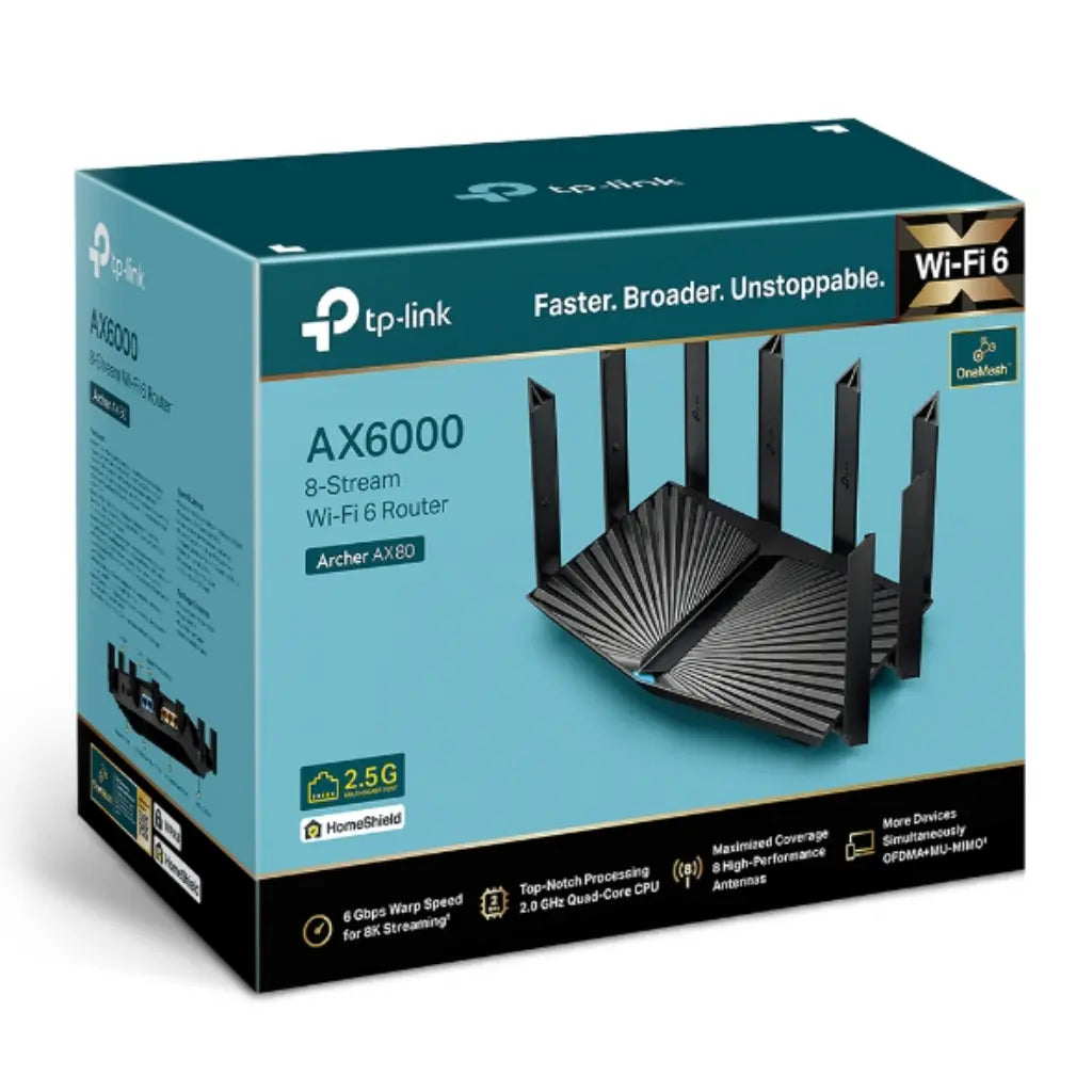 TP-Link Archer AX80 AX6000 Dual-Band Wi-Fi 6 Router 2.5G Multi-Gig Port 8-Stream-tpstech.in