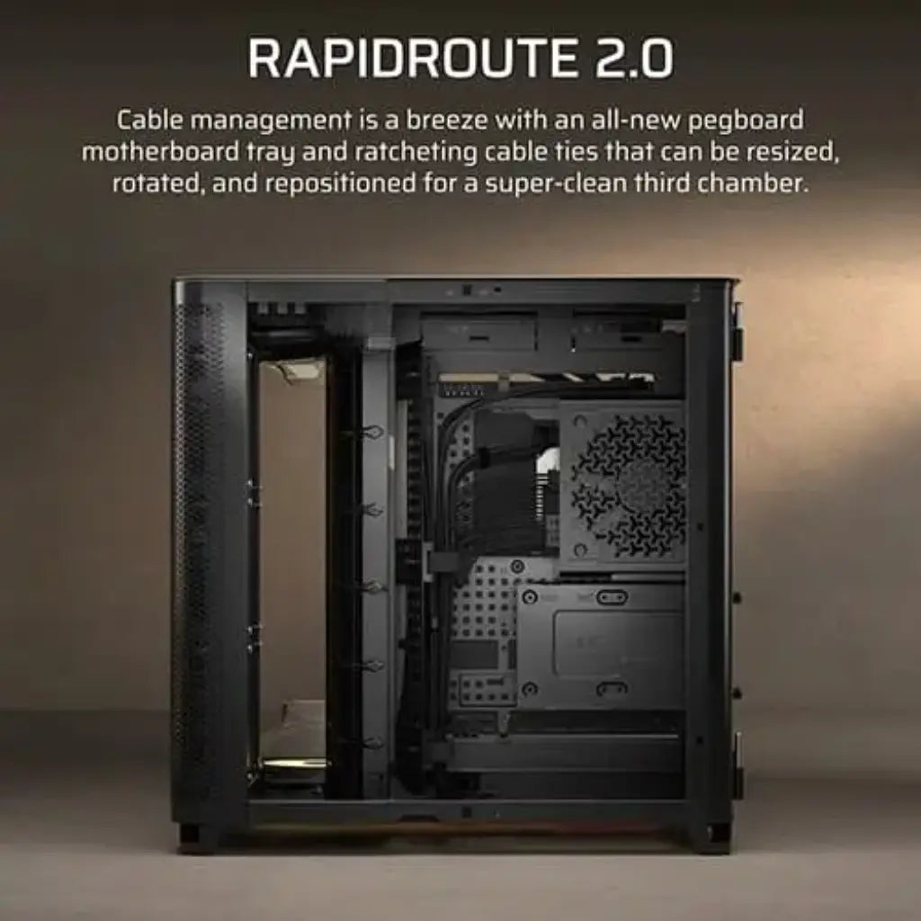 Corsair AIR 5400 RS‑R ARGB Triple Chamber Mid Tower PC Case with Curved Glass-tpstech.in