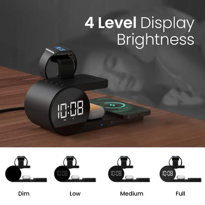 Portronics Freedom 6 POR 2130 15W 5‑in‑1 Wireless Charger with Alarm Clock-tpstech.in