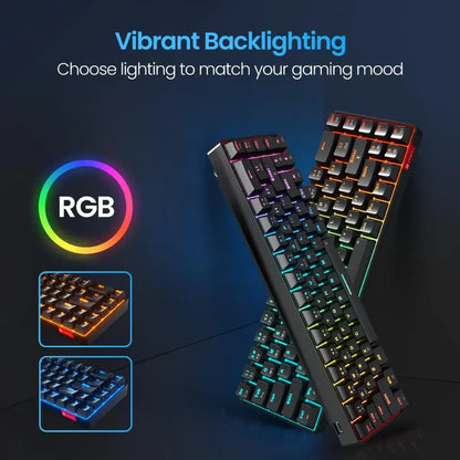 Portronics Hydra 10 POR‑2329 Wireless Mechanical Keyboard RGB Backlight Compact TKL Design (Black)-tpstech.in