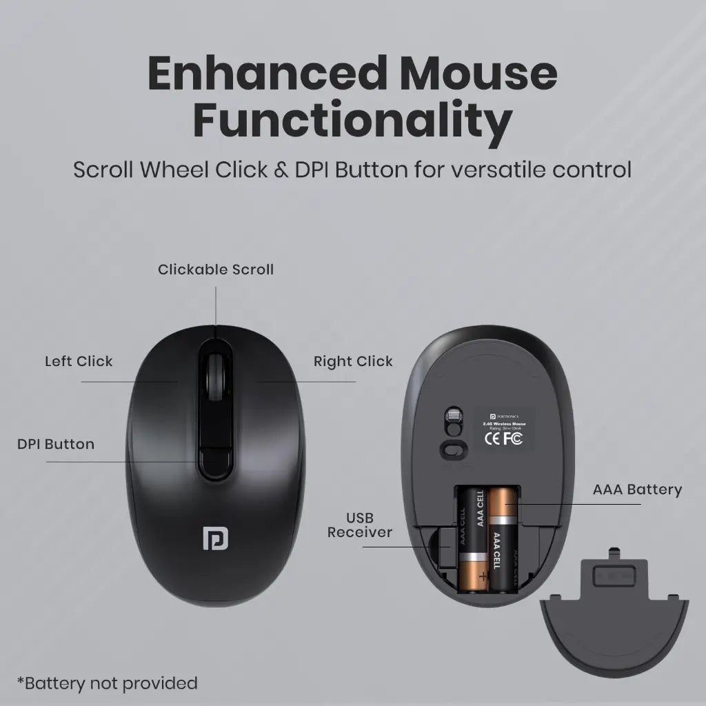Portronics Key8 Combo POR 2400 Wireless Keyboard and Mouse Set Adjustable DPI-tpstech.in