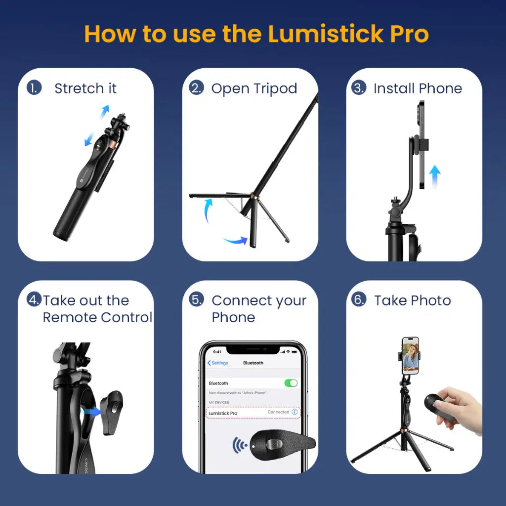 Portronics Lumistick Pro POR 2064 Selfie Stick Tripod with Bluetooth Remote-tpstech.in