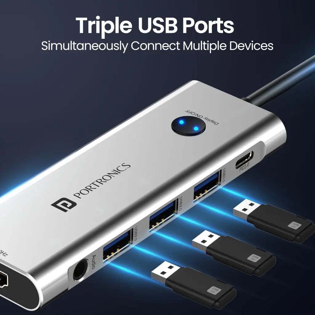 Portronics Mport One POR 2349 9 in 1 USB C Hub with 4K 60Hz HDMI-tpstech.in