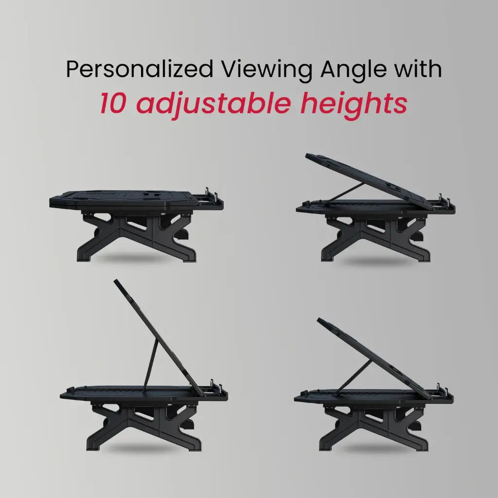 Portronics My Buddy Hexa 33 POR 1924 Laptop Stand with 10 Adjustable Heights & Phone Holder-tpstech.in
