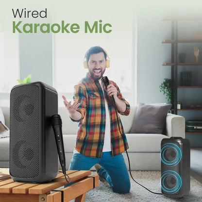 Portronics Rumble POR 2345 25W Bluetooth 5.3 Party Speaker with Wired Mic 5 Hour Playtime-tpstech.in