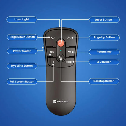 Portronics SlideMate POR 2188 Wireless Presenter Remote with Red Laser-tpstech.in