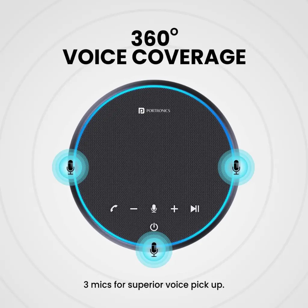 Portronics Talk One POR 1386 Bluetooth 5.1 Conference Speaker with 360 Voice Coverage-tpstech.in