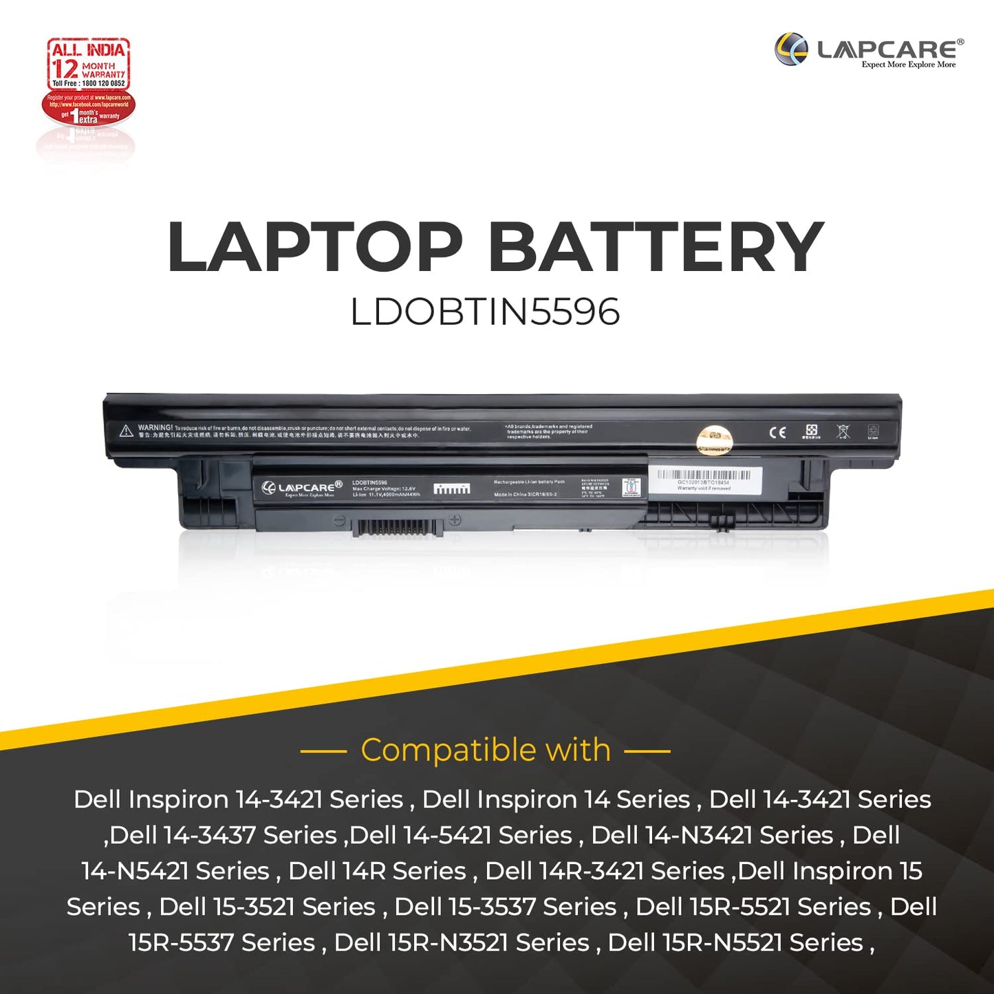 Dell Compatible Laptop Battery Inspiron 3421 3521 5521 3721 44WHr 6 Cell