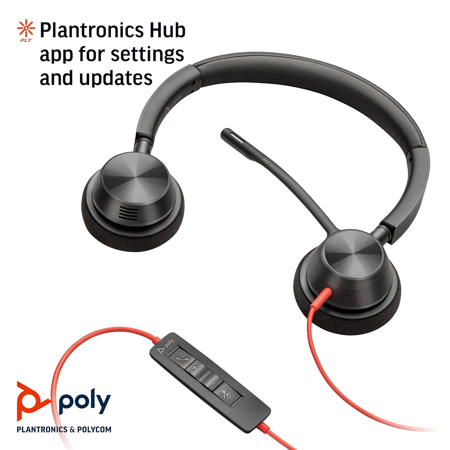 Poly Blackwire 3320 USB-A Microsoft Teams Certified Over Ear Stereo Wired Headset with Mic