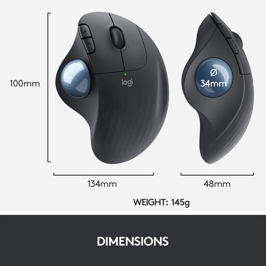 Logitech Ergo M575 Wireless Bluetooth Trackball Mouse for Windows and Mac - Black