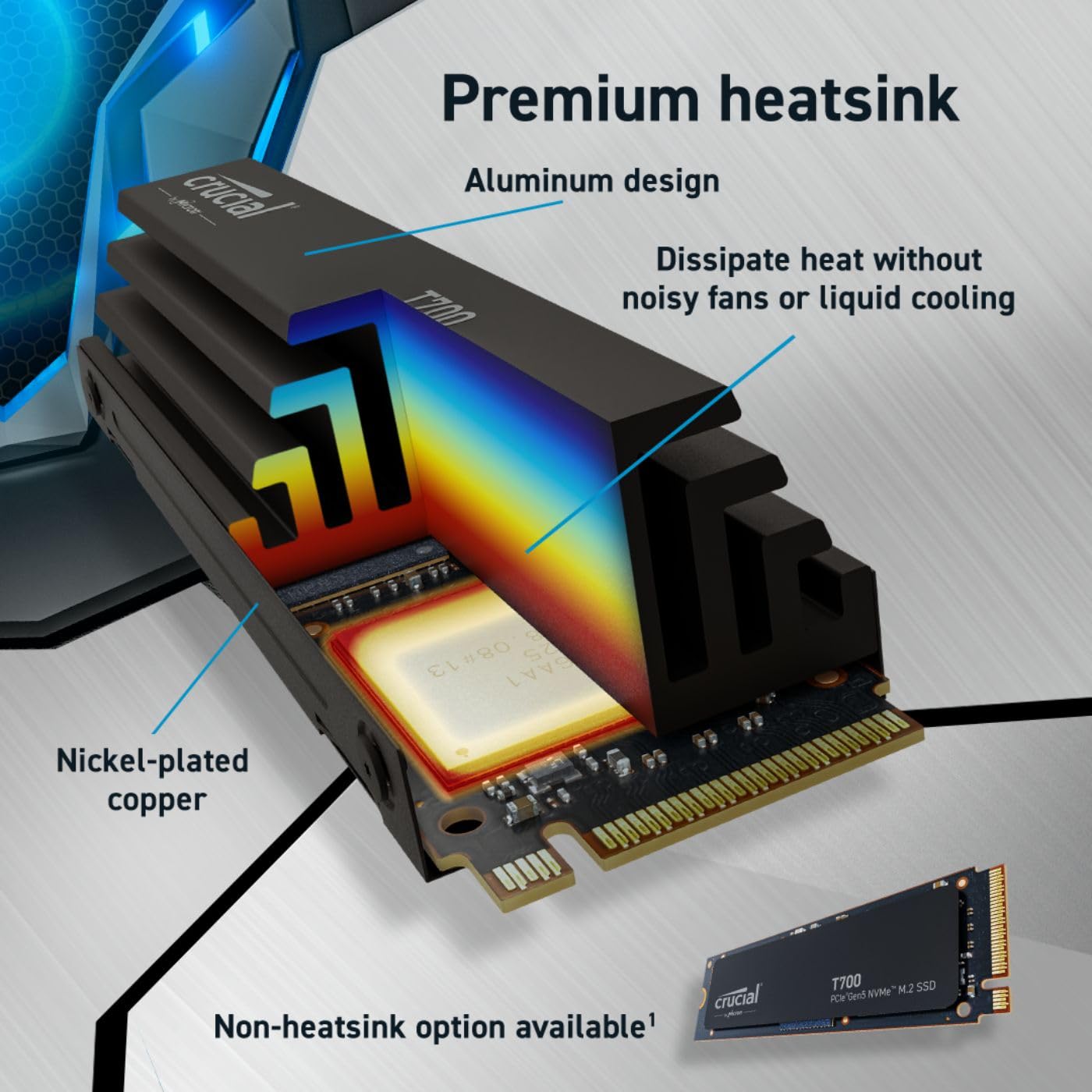 Crucial T700 1TB Gen5 NVMe M.2 SSD with heatsink - tpstech.in