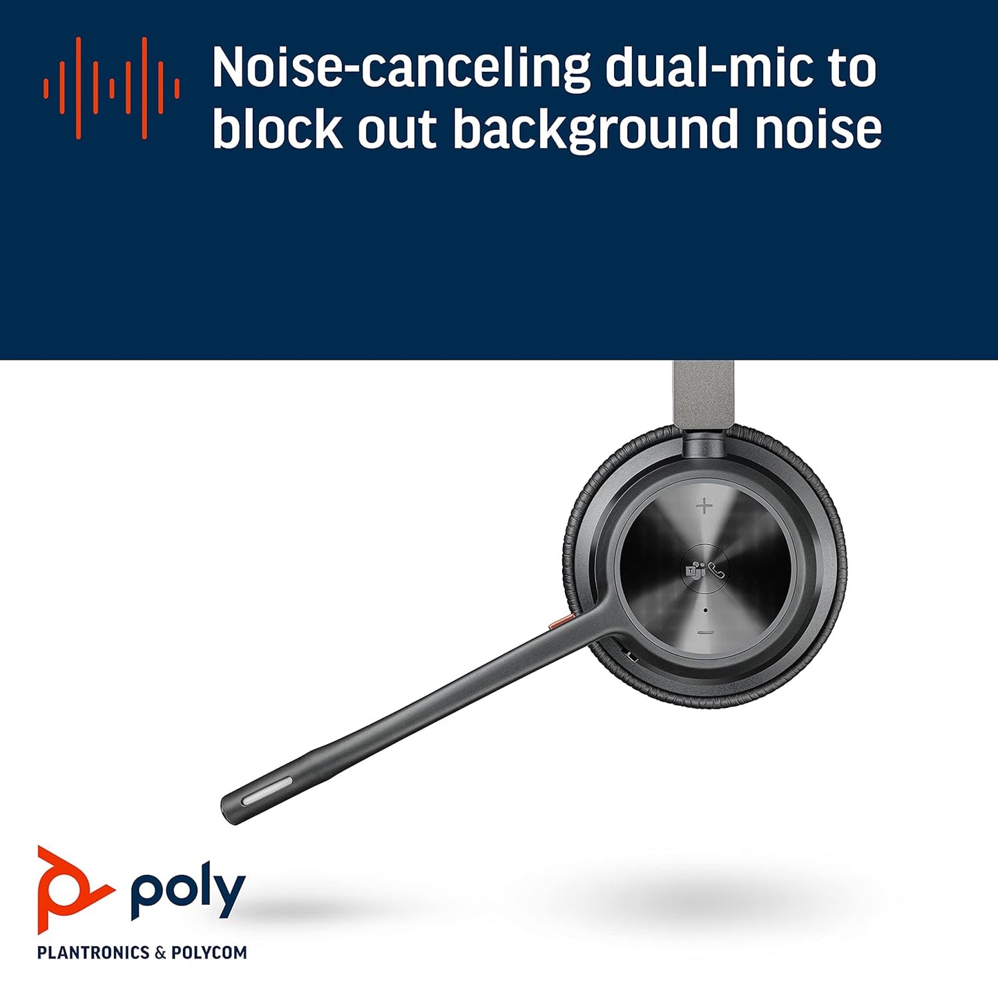 Poly Voyager 4320 UC Bluetooth Noise Cancelling Over Ear Stereo Headset with Mic