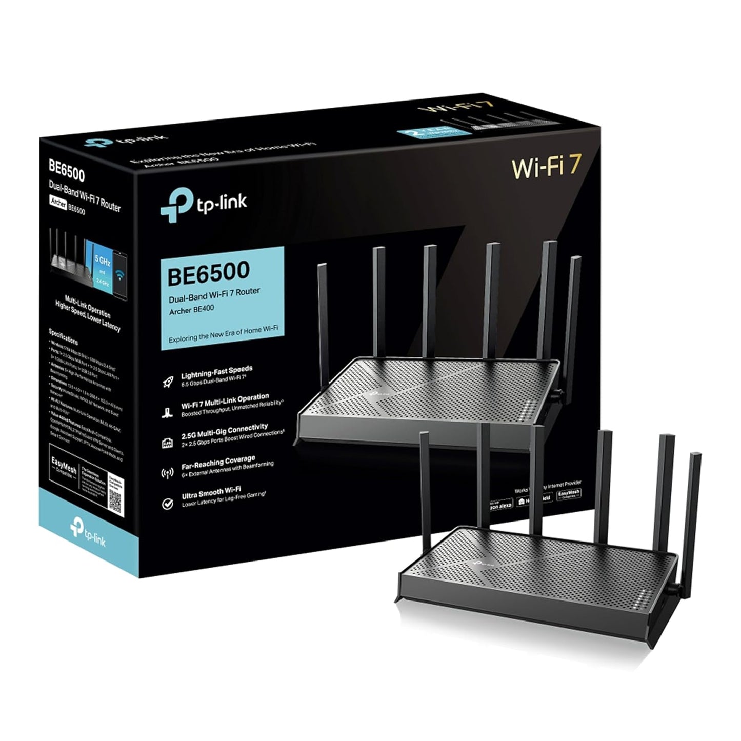 TP-Link BE6500 Archer BE400 Dual-Band Whole Home EasyMesh Wi-Fi 7 Router