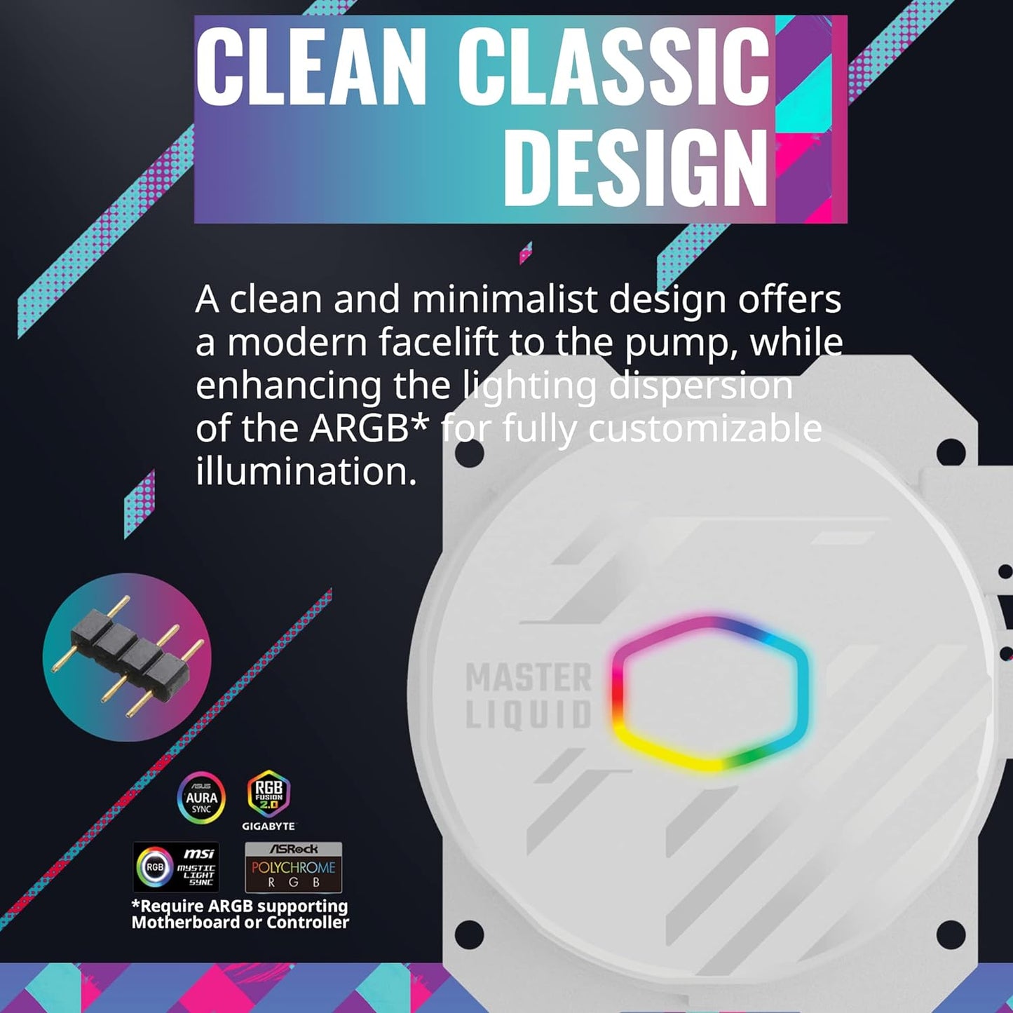 Cooler Master MasterLiquid 360L Core ARGB 360mm Close-Loop PWM AIO CPU Liquid Cooler - White