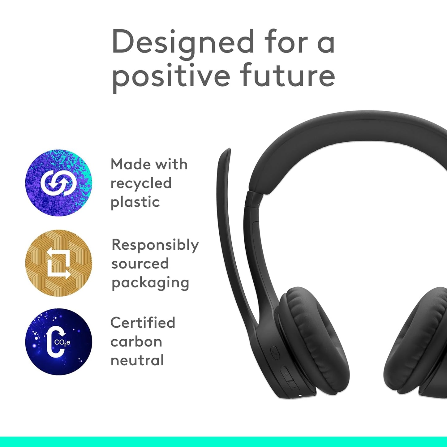 Logitech Zone 300 Wireless Bluetooth Headset with Noise-Cancelling Microphone - Midnight Black