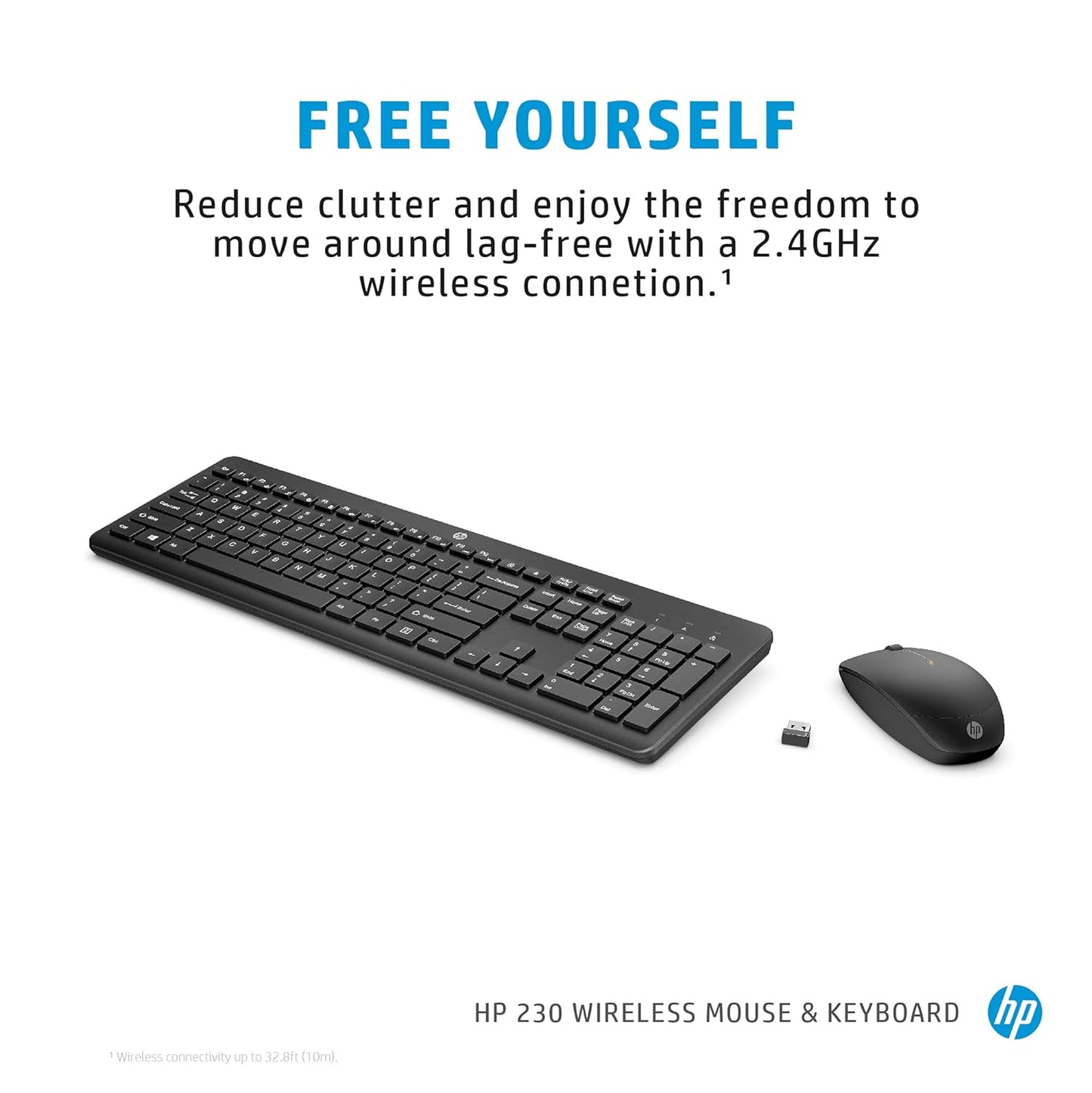 HP 230 Black Chicklet Wireless Keyboard and Mouse Combo with 2.4GHz Wireless Connectivity