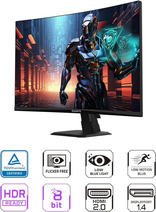 GIGABYTE GS27QC 27" 165Hz 1440P QHD HDR Ready VA Panel Curved Gaming Monitor