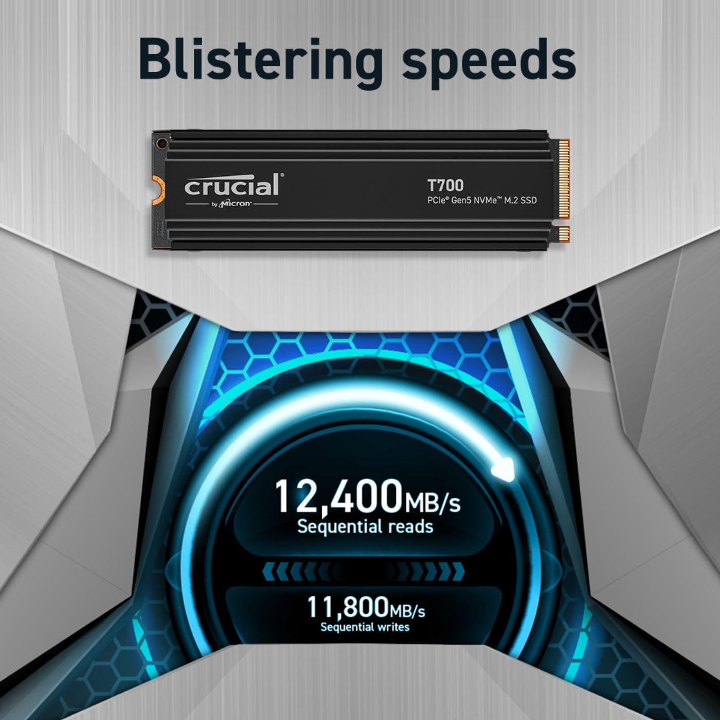 Crucial T700 1TB M.2 NVMe Gen5 Internal SSD With Heatsink