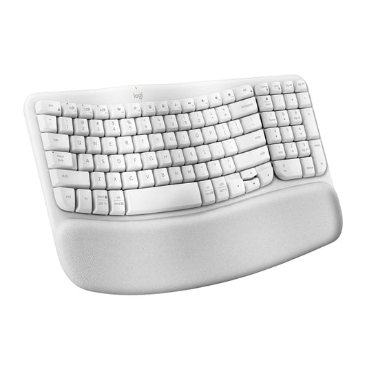 Logitech Ergo Series Wave Keys Wireless Ergonomic Keyboard with Cushioned Palm Rest - Off White