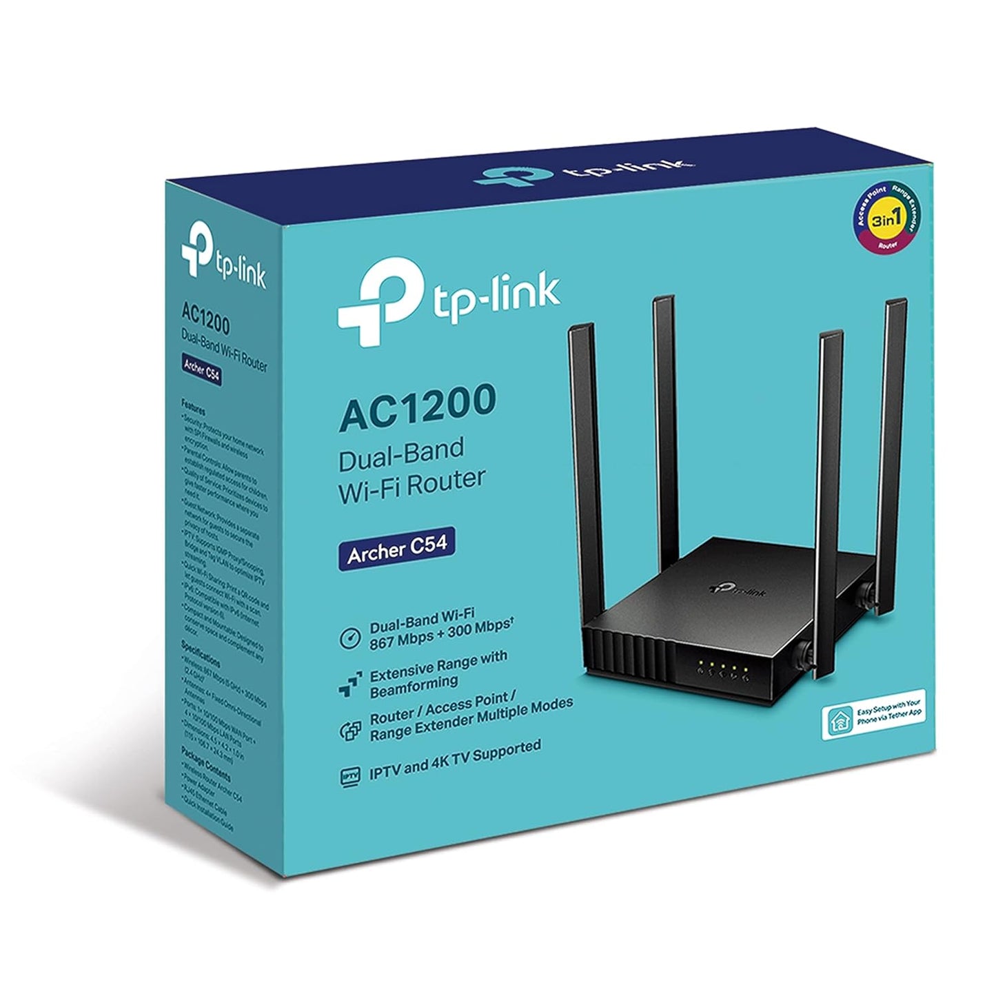 TP-Link AC1200 Archer C54 Dual Band Wi-Fi 5 Router - Black