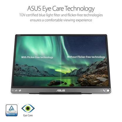 [RePacked] ASUS Zenscreen Mb16Ace 15.6 Inch Portable Usb Type-C Monitor Full Hd (1920 X 1080) Ips Eye Care With Lite Smart Case External Screen For Laptop, Dark Gray