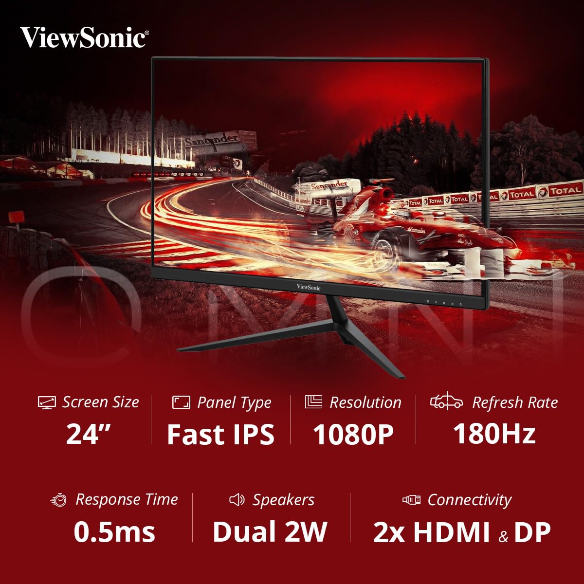 ViewSonic VX2428J Omni 24” 180Hz HDR10 1080p FHD IPS Panel Gaming Monitor with Speakers