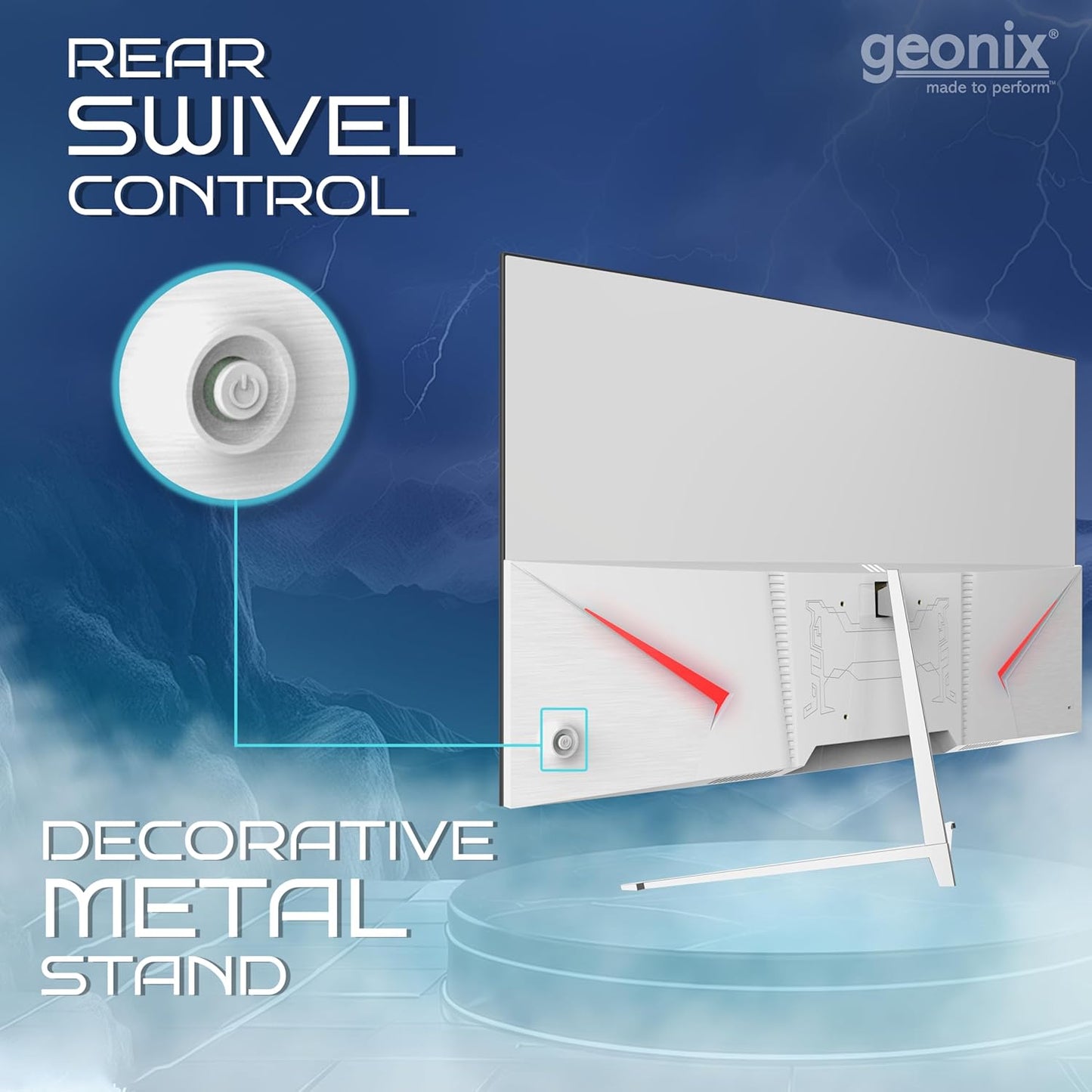 Geonix Argon 32" 75Hz 1080p Full HD LED Panel Curved Monitor with Dual Speakers - White