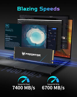 Acer Predator GM7000 4TB M.2 NVMe Gen4 SSD - Up to 7400MB/s | 4GB DRAM Cache | PS5 Compatible Ultra-Performance Internal Solid State Drive