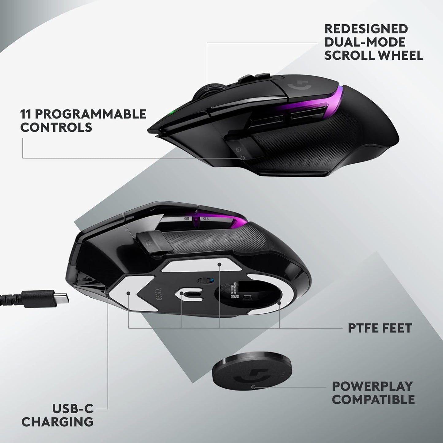 Logitech G502X Lightspeed Wireless Gaming Mouse with Hero 25K Gaming Sensor