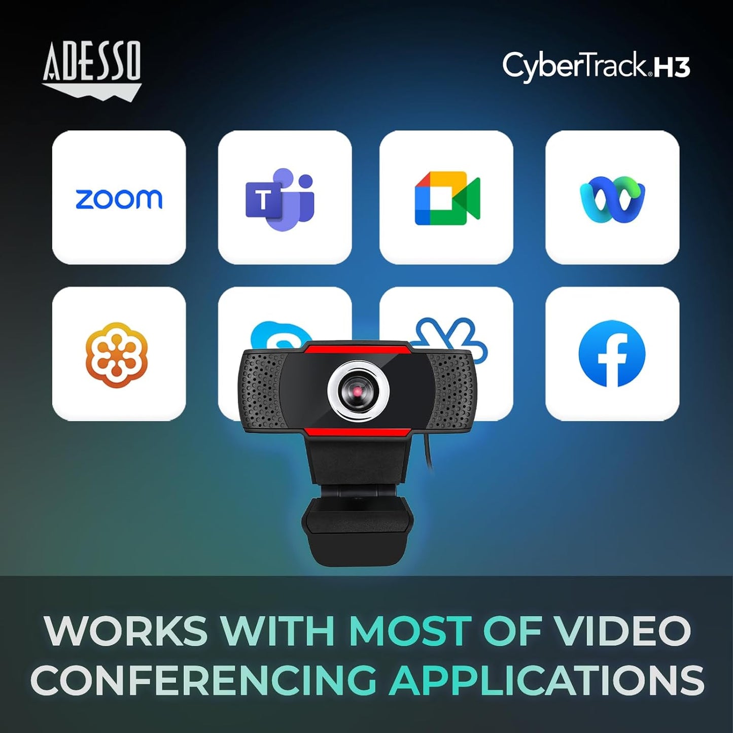 Adesso CyberTrack H3 Webcam with Manual-Focus for PC & Laptop