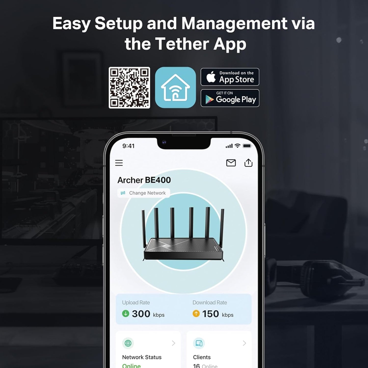 TP-Link BE6500 Archer BE400 Dual-Band Whole Home EasyMesh Wi-Fi 7 Router