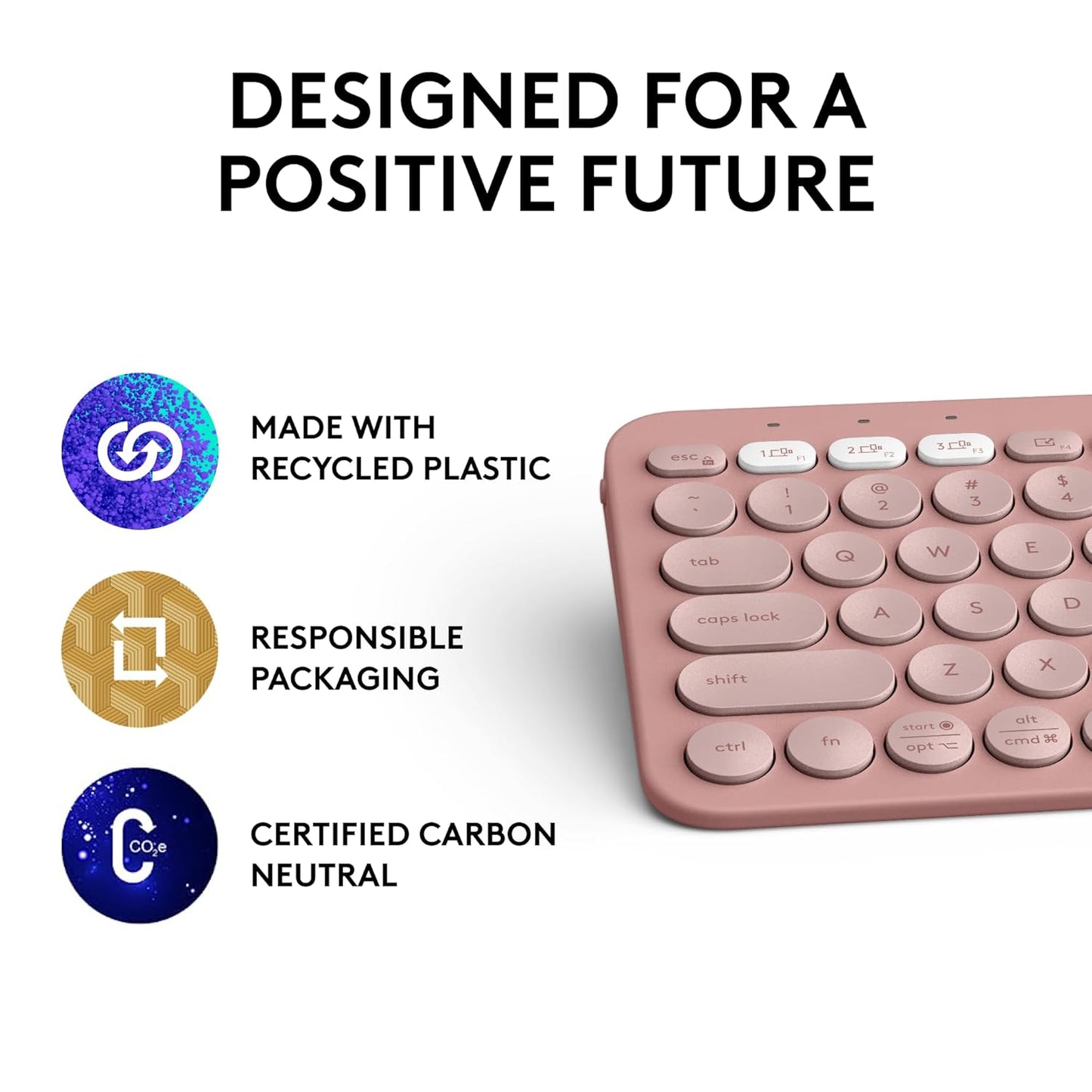 Logitech Pebble Keys 2 K380s Multi Device Bluetooth Wireless Keyboard - Tonal Rose