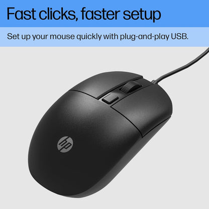 HP M070 Ergonomic Wired Mouse with 1600 DPI and 3 Years Warranty