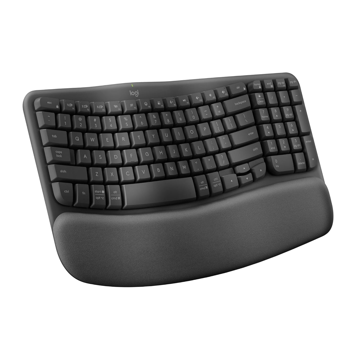Logitech Ergo Series Wave Keys Wireless Ergonomic Keyboard with Cushioned Palm Rest - Graphite