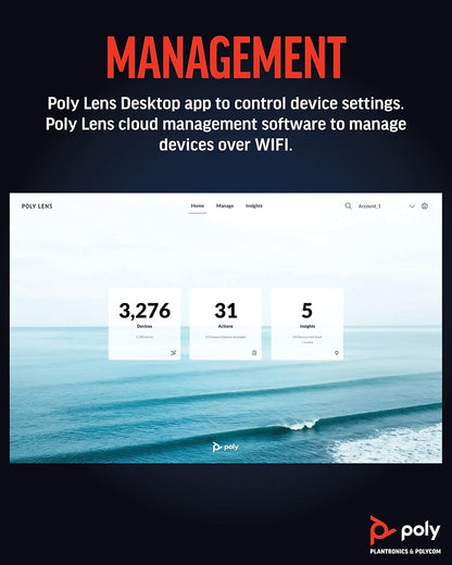 Poly Studio R30 USB 4K Video Bar for Small Conference Spaces with Inbuilt Webcam and Speaker - Black