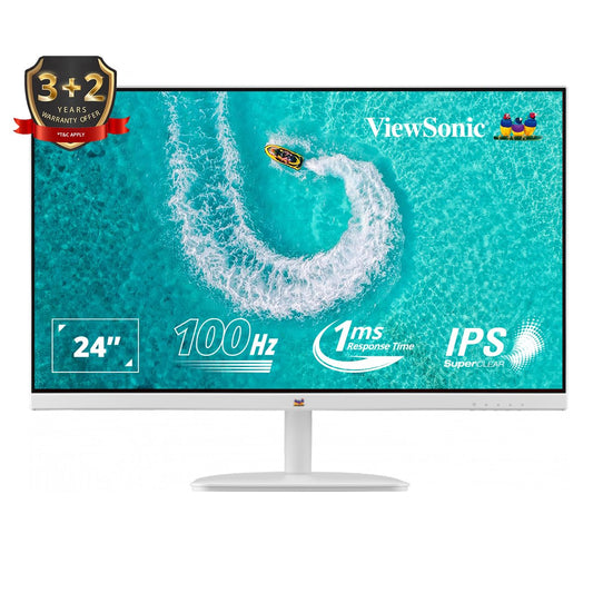 ViewSonic 24 Inch Full HD IPS 100Hz AMD Free Sync 1080p IPS White Monitor with Frameless Design