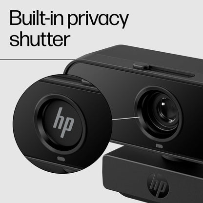 HP 430 FHD Webcam - USB, Plug & Play External Camera with Dual Mics & Privacy Shutter