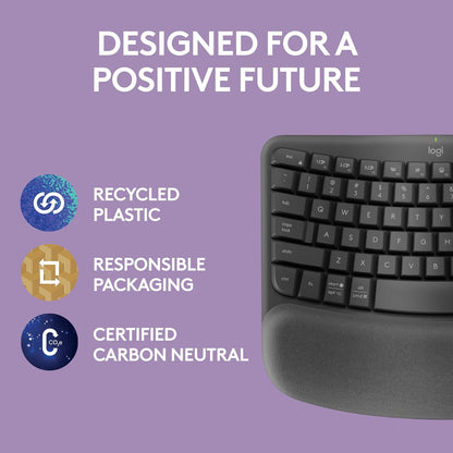 Logitech Ergo Series Wave Keys Wireless Ergonomic Keyboard with Cushioned Palm Rest - Graphite