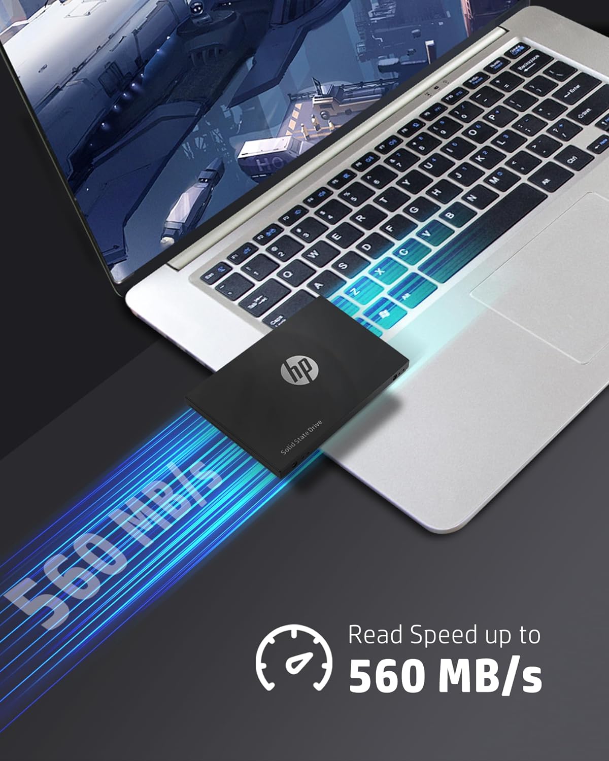 HP S750 3D NAND 256GB Internal PC SSD - SATA III Gb/s, 2.5 Up to 560 MB/s