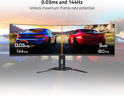 GIGABYTE AORUS CO49DQ 49" 144Hz 1440p DQHD HDR OLED Ultrawide Curved Gaming Monitor with Dual Speakers - Black