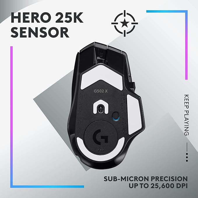 Logitech G502X Lightspeed Wireless Gaming Mouse with Hero 25K Gaming Sensor