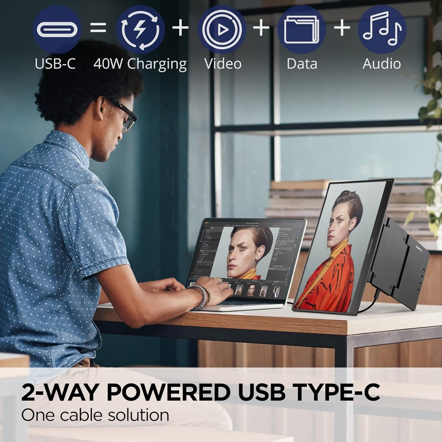 ViewSonic VP16-OLED 16" 60Hz 1080p FHD USB Type-C OLED Panel Portable Monitor with Speakers