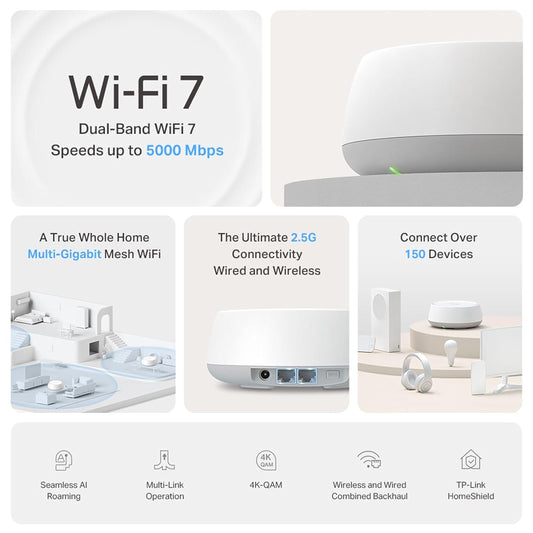 TP-Link BE5000 Deco BE25 Dual-Band Whole Home Mesh WiFi 7 System - 3 Pack