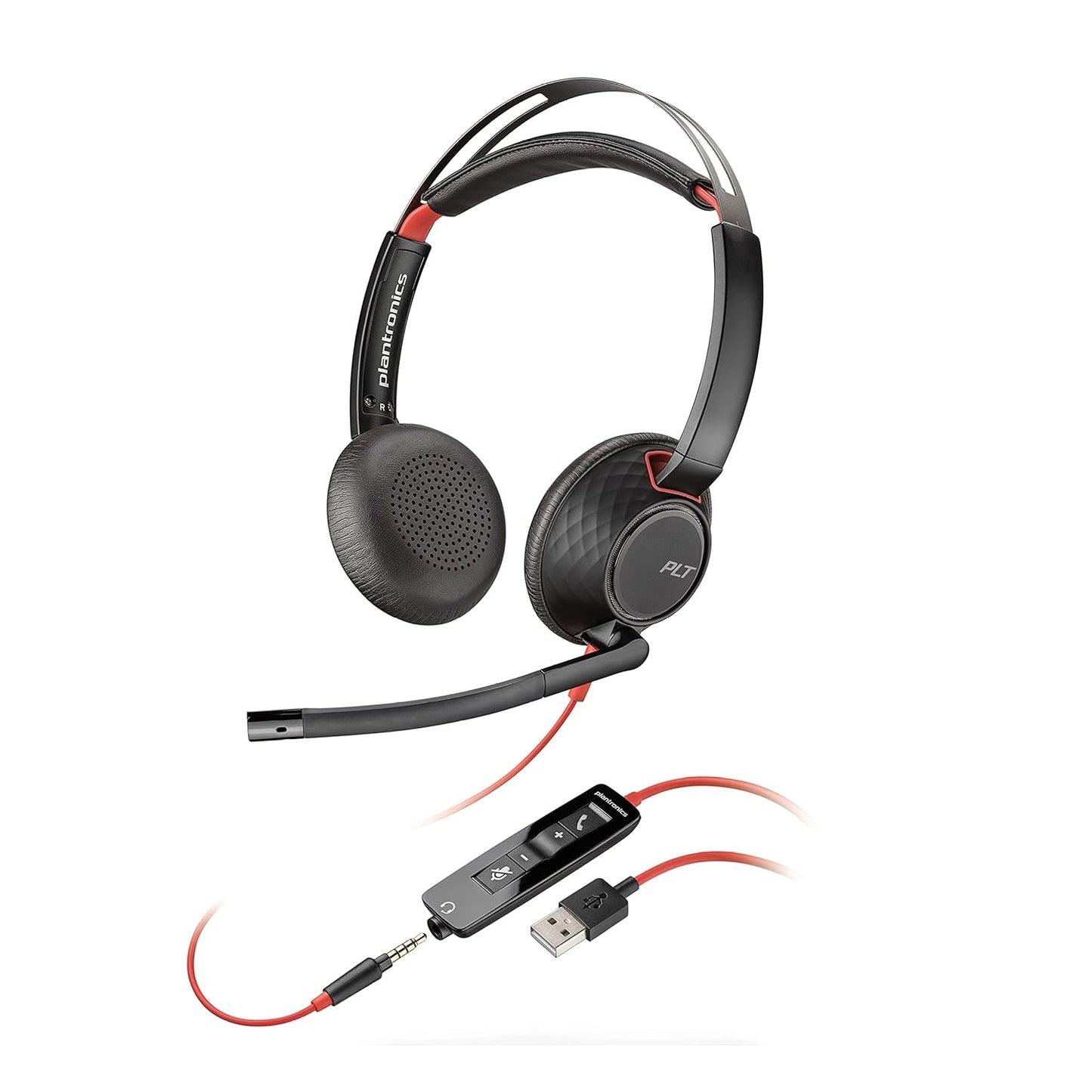 Poly Blackwire C5220 Passive Noise Cancellation USB-A Stereo Headset with Boom Microphone