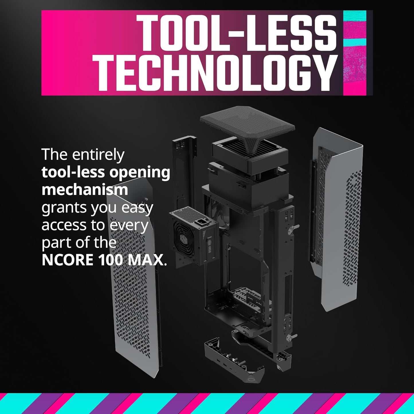 Cooler Master NCORE 100 MAX SFF Ready Mini Tower Computer Cabinet - Silver Edition