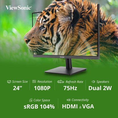 ViewSonic 24 Inch VA2406-MH Full HD 100Hz Monitor with Dual 2W Speaker