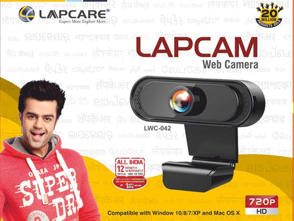 [RePacked] Lapcare Lapcam 720P HD Webcam For PC Desktop & Laptop with Built-in Noise Isolating Microphone & Wide Angle Lens & Large Sensor for Superior Low Light