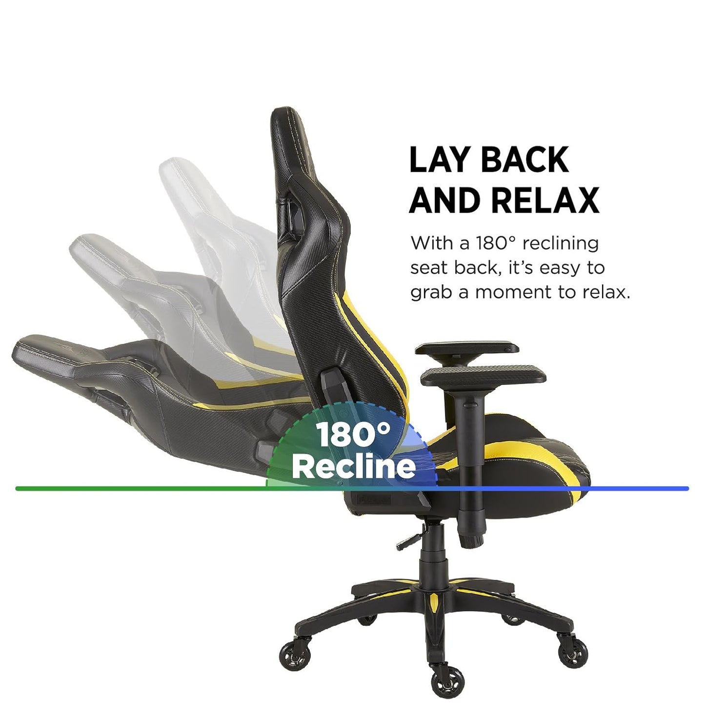 CORSAIR T1 Race 2018 Gaming Chair with 180° Reclining Seat Back and 4D Armrests